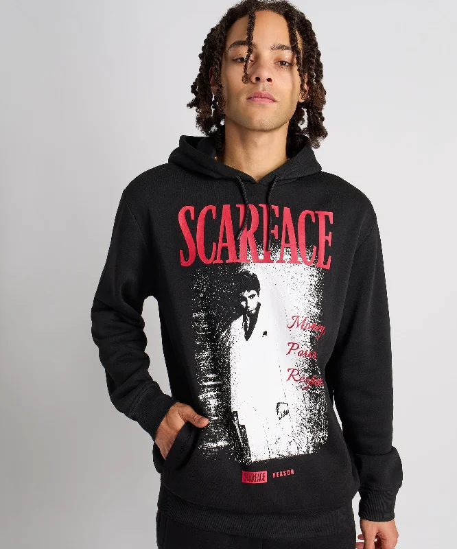 80s retro hoodie-Scarface Money Power Respect Graphic Print Hoodie - Black