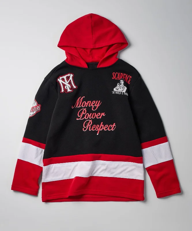 hoodie with video game theme-Plus Size Scarface Respect Hockey Fleece Hoodie