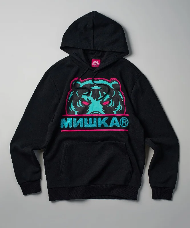 hoodie with 80s retro colors-Mishka Death Adders Graphic Print Embroidered Hoodie - Black