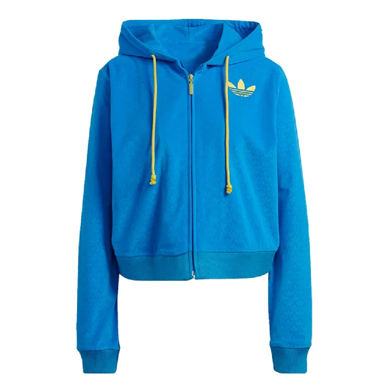 tropical sunset hoodie-adidas - Women's Adicolor Velour Zip Hoodie (IB2046)