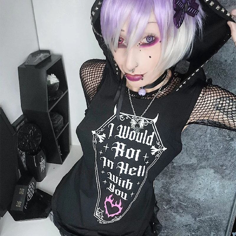 space hoodie-Rot In Hell Studded Hoodie Tank