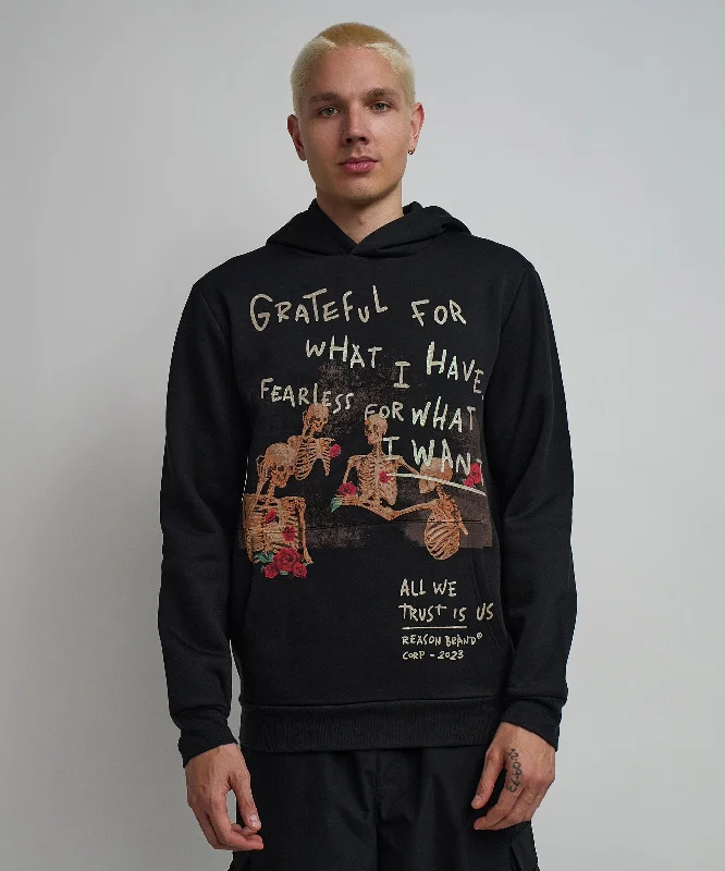 reflective hoodie-Grateful Roses Hoodie - Black