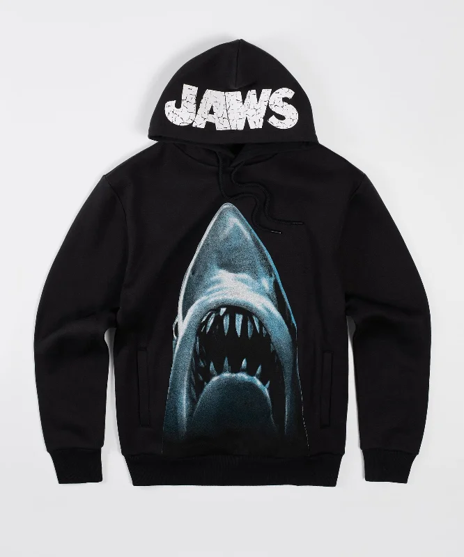 hip-hop inspired hoodie-Jaws Front And Back Hoodie - Black