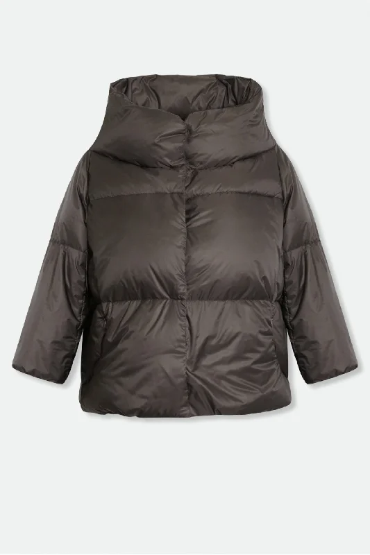 jacket for cool nights -TRENTO WIDE COLLAR CROP IN GOOSE DOWN JACKET