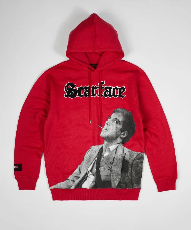 music band hoodie-Scarface Old English Chenille Hoodie - Red