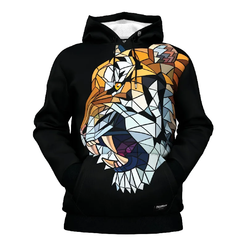 hoodie with One Piece crew-Geometric Tiger Hoodie