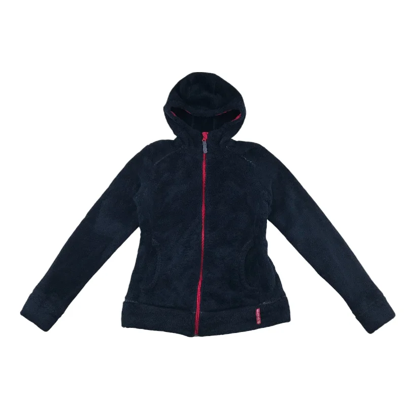 hoodie with magnetic closure-Decathlon fleece hoodie 12-14 years navy blue fluffy full zipper