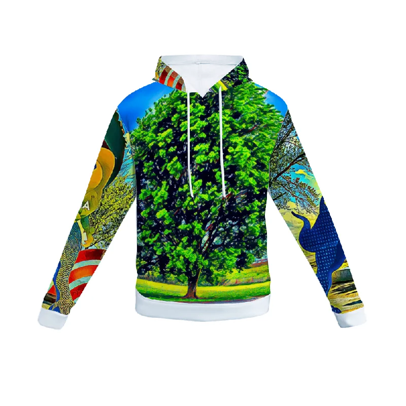 hoodie with biomechanical art-Customizable Unisex All Over Print Plush Hoodies with Pockets