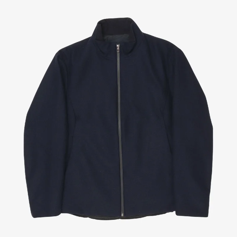 jacket with vent -Wool Zip Jacket