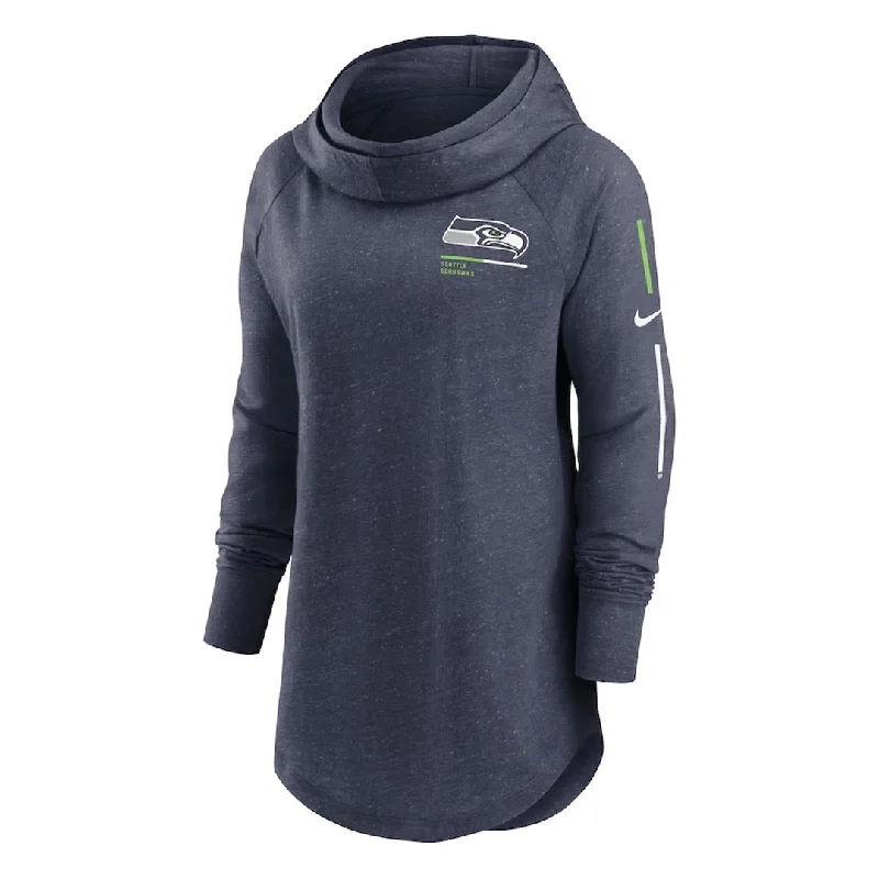 button-up hoodie-NFL - Women's Seattle Seahawks Minimal Statement Funnel Neck Hoodie (NKZE 41S 78 0Z8)