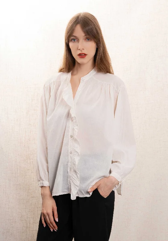 minimalist grey blouses -Blouse 19789 Beige