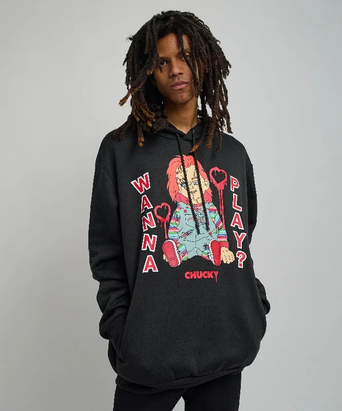 soft pastel hoodie-Chucky Blocks Graphic Print Hoodie