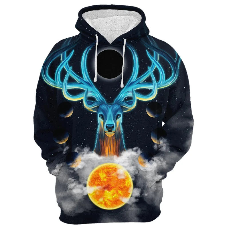 hoodie with surreal artwork-Magic Deer Hoodie