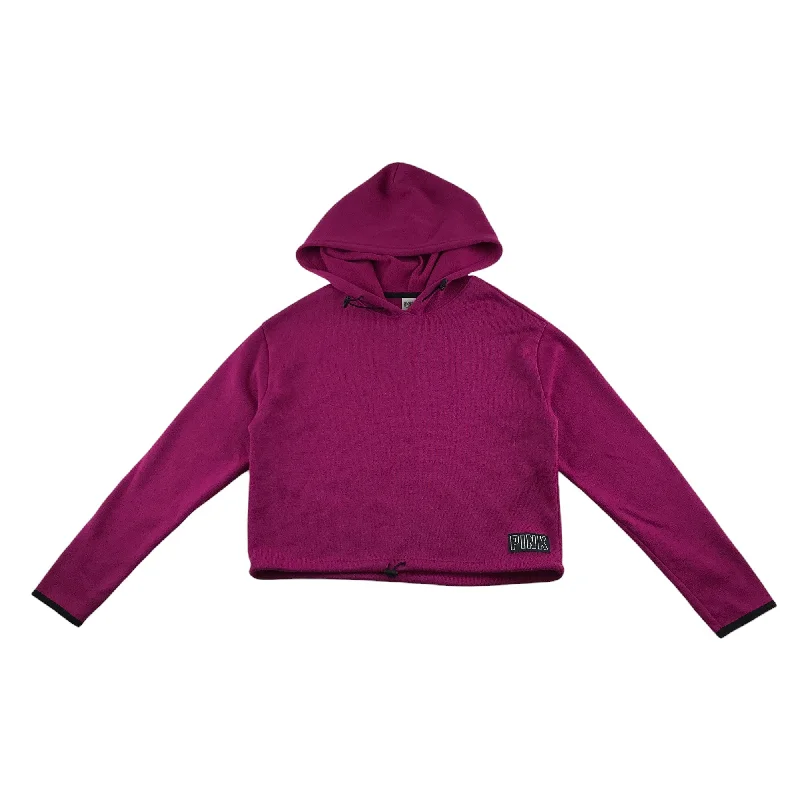 rockstar hoodie-Pink hoodie women's XS purple plain with small logo cropped