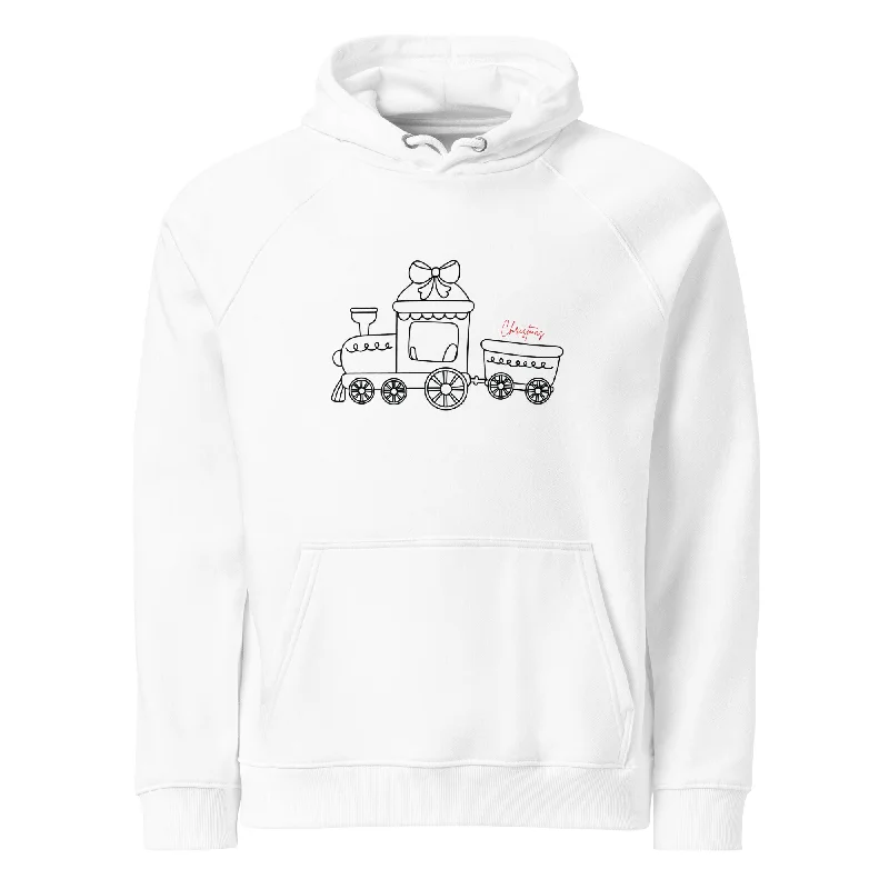 character hoodie-Christmas on the Tracks Graphics Women Eco Raglan Hoodie