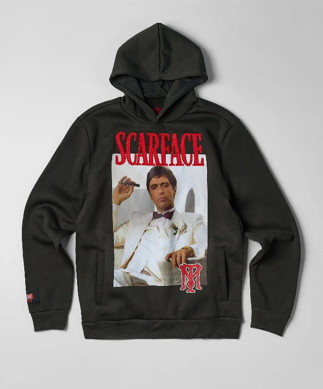 hoodie with Woodstock theme-Scarface White Suit Hoodie - Charcoal