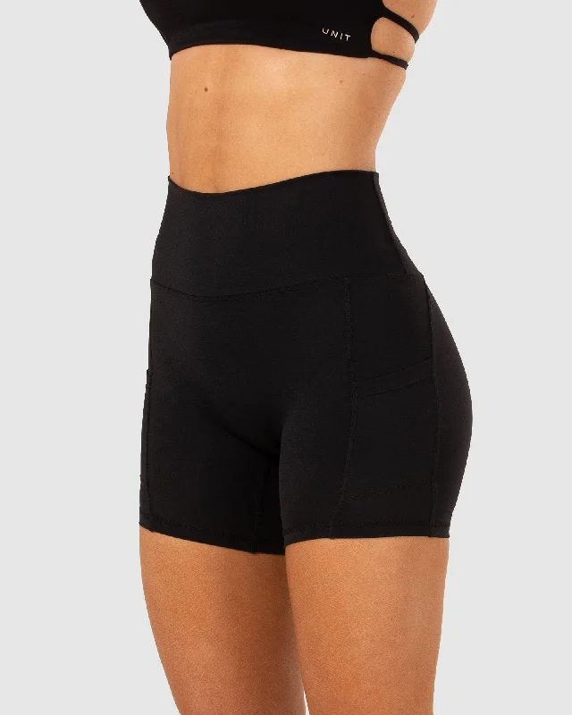 kids black shorts -UNIT Ladies Flow Activewear Shorts