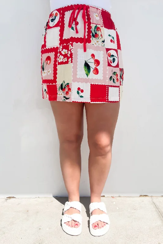 kids red shorts -Kinley Mini Skirt Cherry