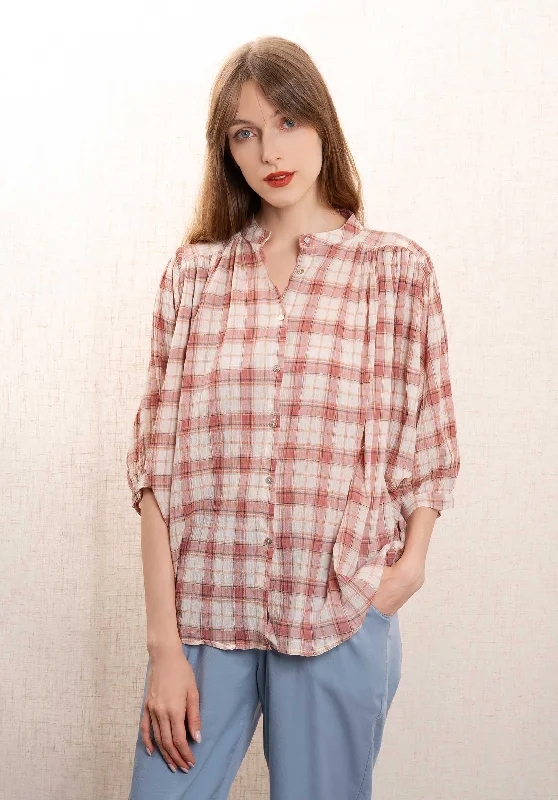 polka-dot red shirts -Blouse Kc807r Rose