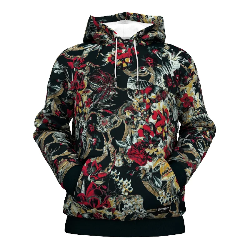 built-in face mask hoodie-Crimson Bloom Hoodie