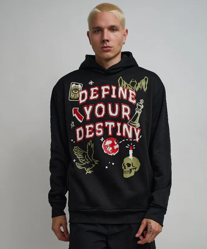 hoodie with Attack on Titan theme-Define Your Destiny Hoodie - Black