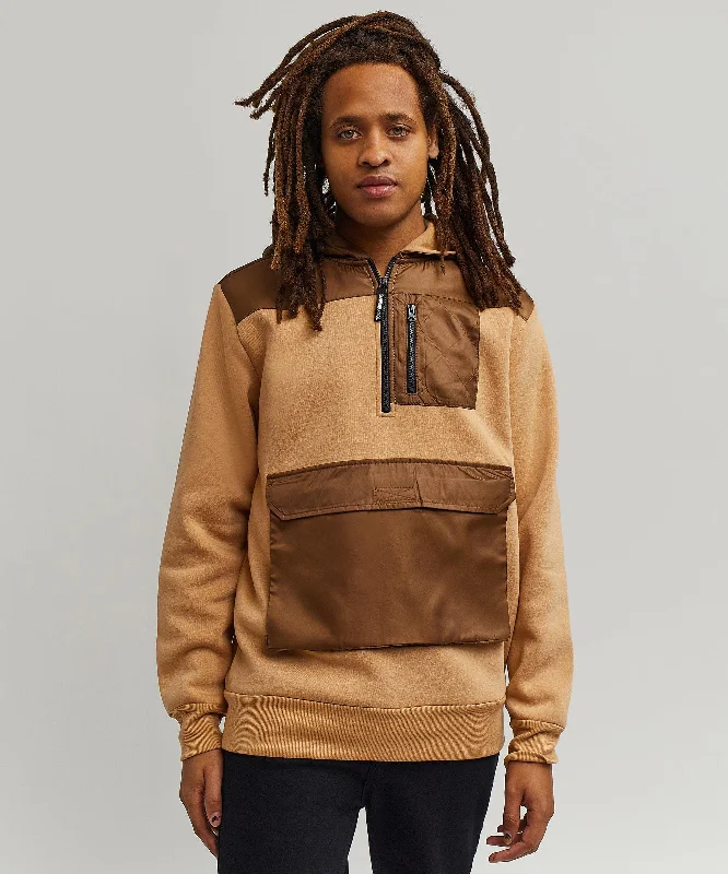 reflective stripe hoodie-Wheaties Cargo Hoodie - Tan