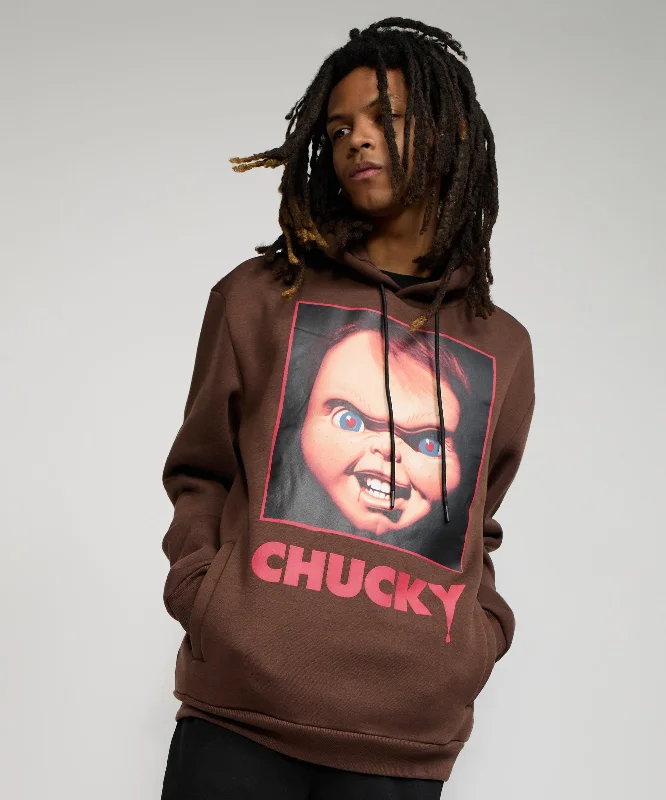 hoodie with ripped details-Chucky Graphic Print Hoodie - Brown