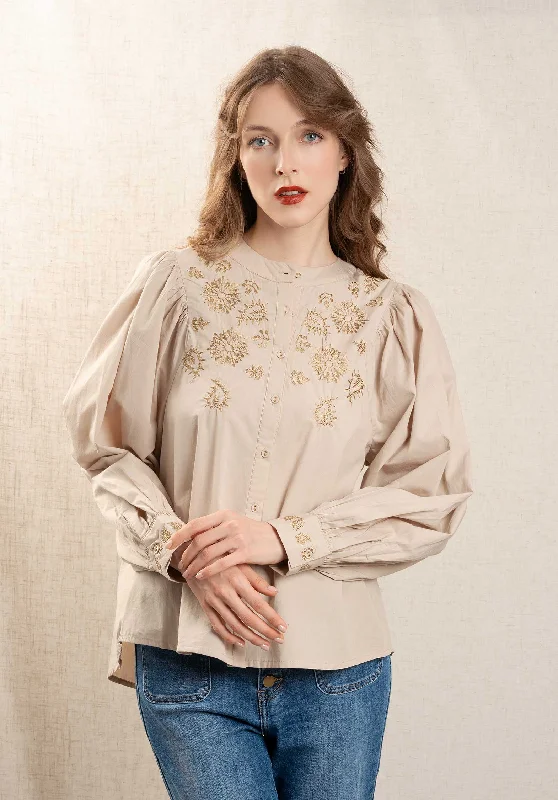 floral beige shirts -Blouse Elizka Beige