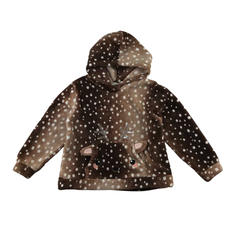 premium fleece hoodie-H&M hoodie 6-7 years brown fluffy deer face and sequin details