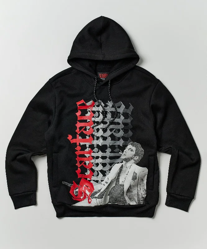 sports team hoodie-Scarface Old English Hoodie - Black