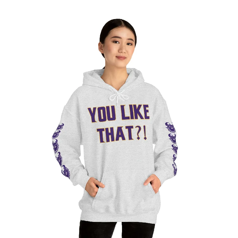 hoodie with phoenix design-Unisex Heavy Blend™ Hooded Sweatshirt - YOU LIKE THAT?! + Game Day Helmet (Sleeves)