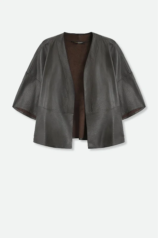 jacket for mild days -KORA OPEN FRONT JACKET TOPPER IN ITALIAN LEATHER