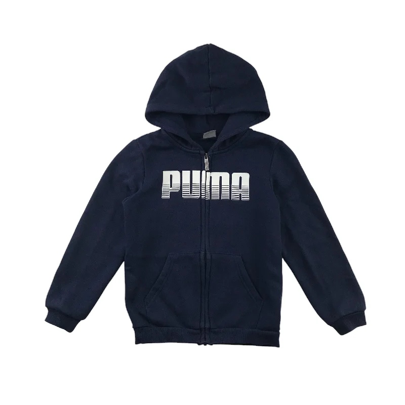 all-season hoodie-Puma hoodie 7-8 years navy blue full zipper hooded sweater