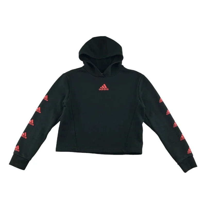 wild animal hoodie-Adidas hoodie 13-14 years black plain with pink detailing cropped