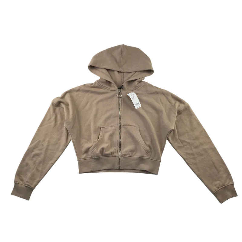 asymmetrical hoodie-New Look hoodie 14-15 years dark beige brown cropped with full zipper