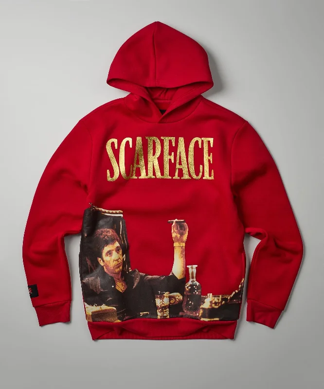 hoodie with surreal artwork-Plus Size Scarface Photo Print Hoodie - Red