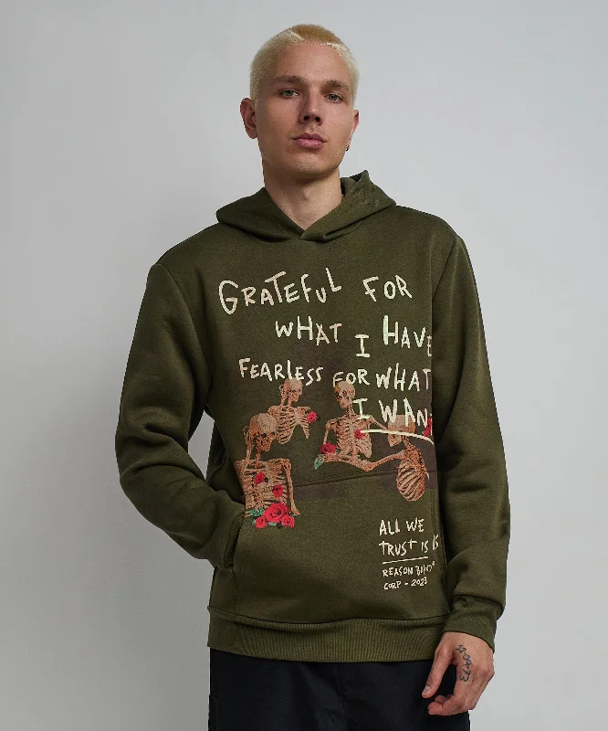 space hoodie-Grateful Roses Hoodie - Olive Green