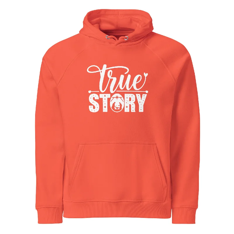 glow effect hoodie-True Story White Christmas Graphics Women Eco Raglan Hoodie