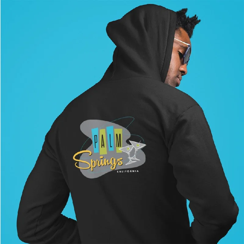 bamboo fabric hoodie-Palm Springs Martini Design Zip-Up Hoodie - Black