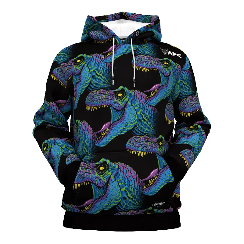 hoodie with haunted mansion print-Rex Pattern Hoodie