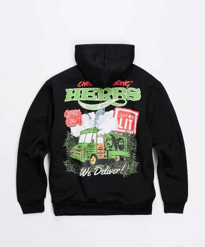 fleece-lined hoodie-Plus Size Cheech & Chong Hoodie - Black