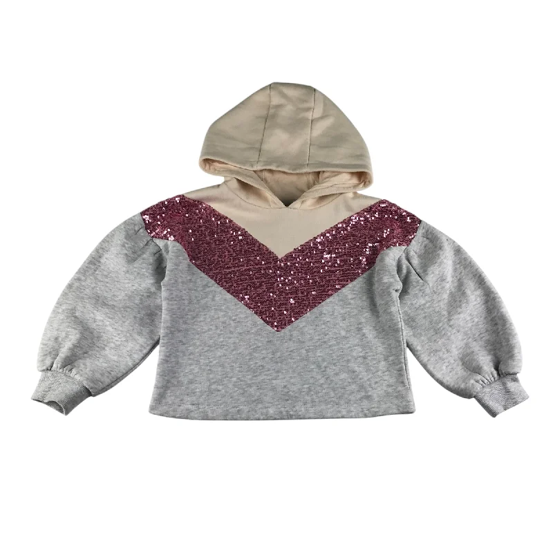 turtleneck hoodie-Matalan hoodie 6-7 years grey pink sequins cropped