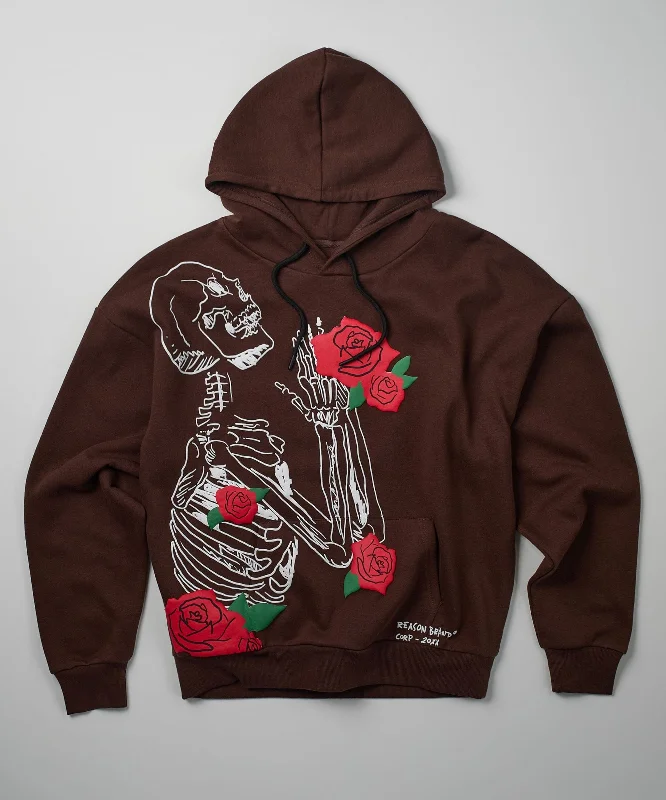 hoodie with astronaut floating-No Love Lost Hoodie - Brown