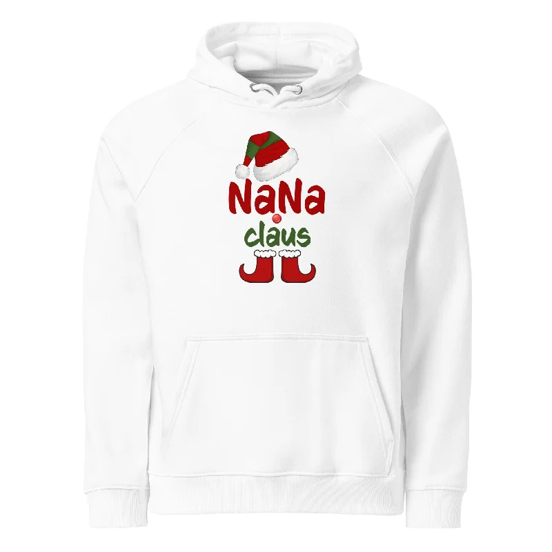 newspaper print hoodie-Nana Claus Christmas Graphic Women Eco Raglan Hoodie