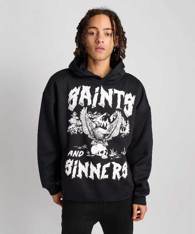 outdoor adventure hoodie-Saint And Sinners Hoodie - Black