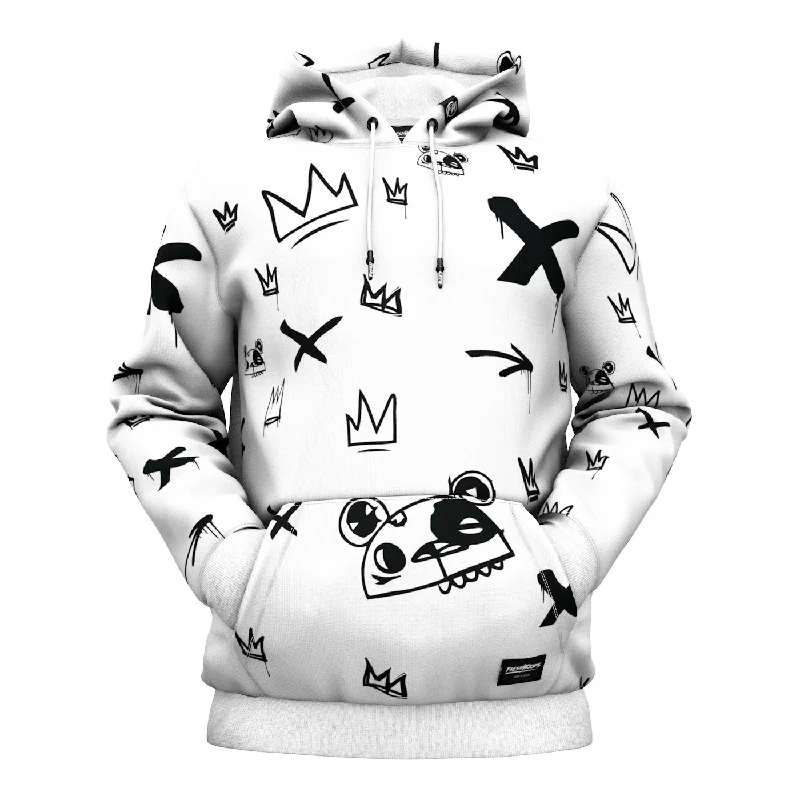 pink aesthetic hoodie-Kings Pattern White Hoodie