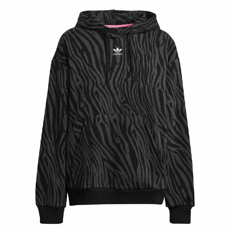 hoodie with attached gloves-adidas - Women's Allover Zebra Animal Print Essentials Hoodie (IJ5604)