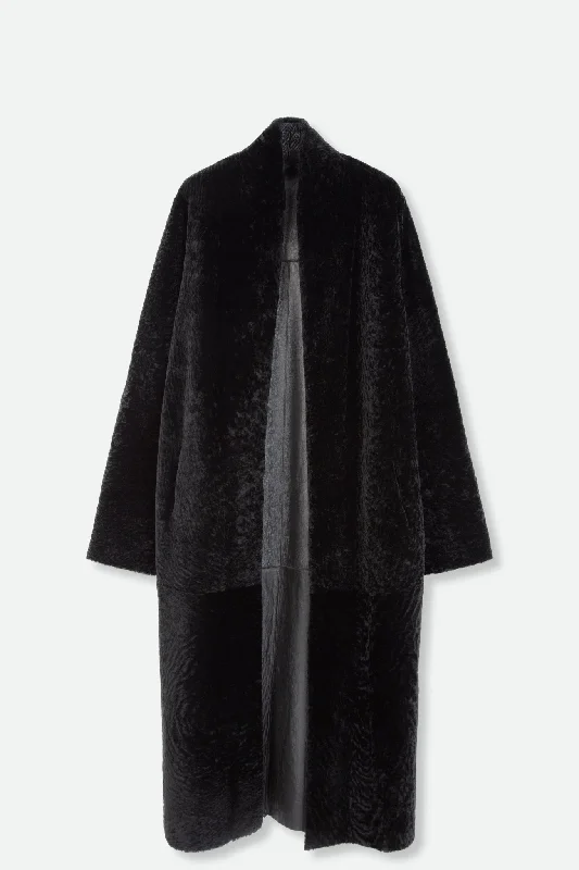 jacket with loop -ISA LONG SHEARLING COAT