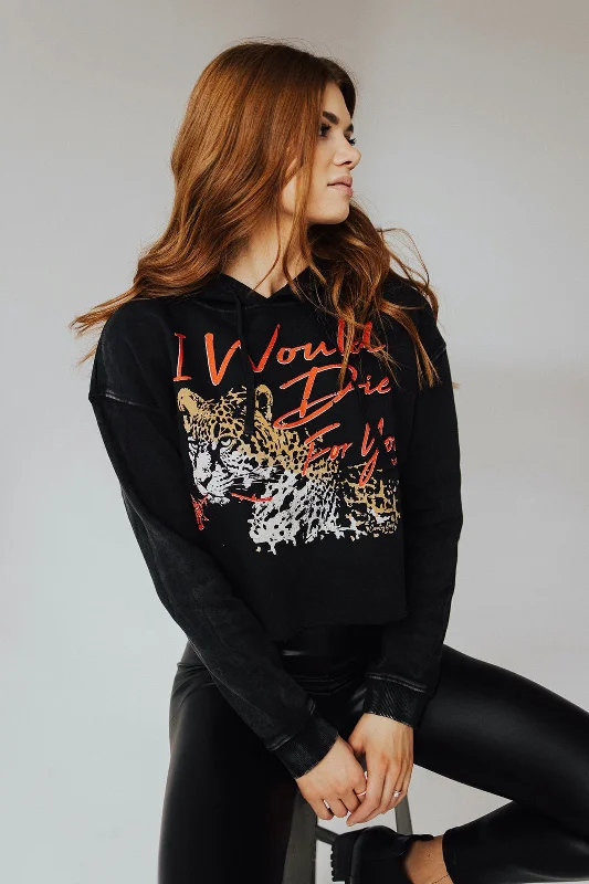 hoodie with paisley print-Die For You Cropped Hoodie - FINAL SALE