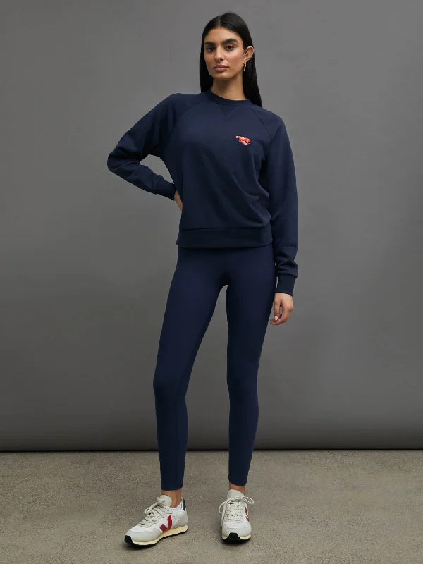 sweatshirts rust tan -EMBROIDERED FRENCH TERRY CREW SWEATSHIRT -  NAVY/ LOBSTER